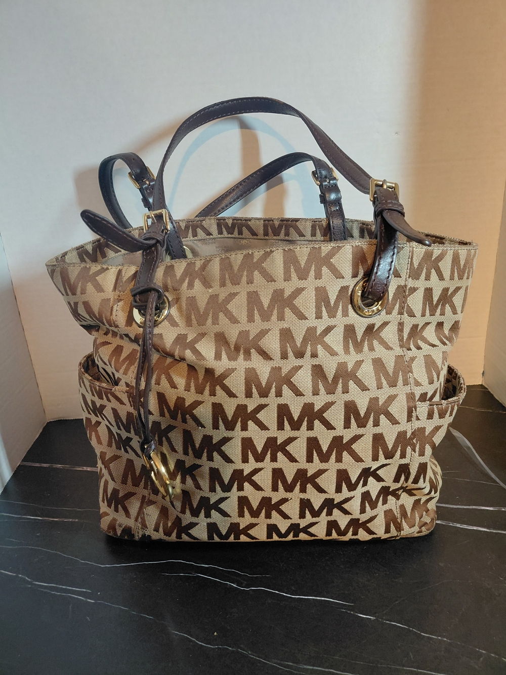 Michael Kors Brown MK Logo Tote Bag